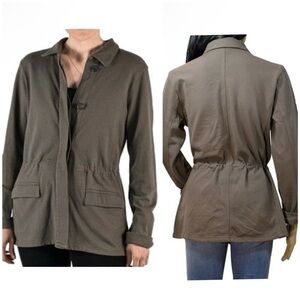 James Perse Anorak Drawstring Waist Jersey Cotton Jacket Argon Green Sz 2 Med